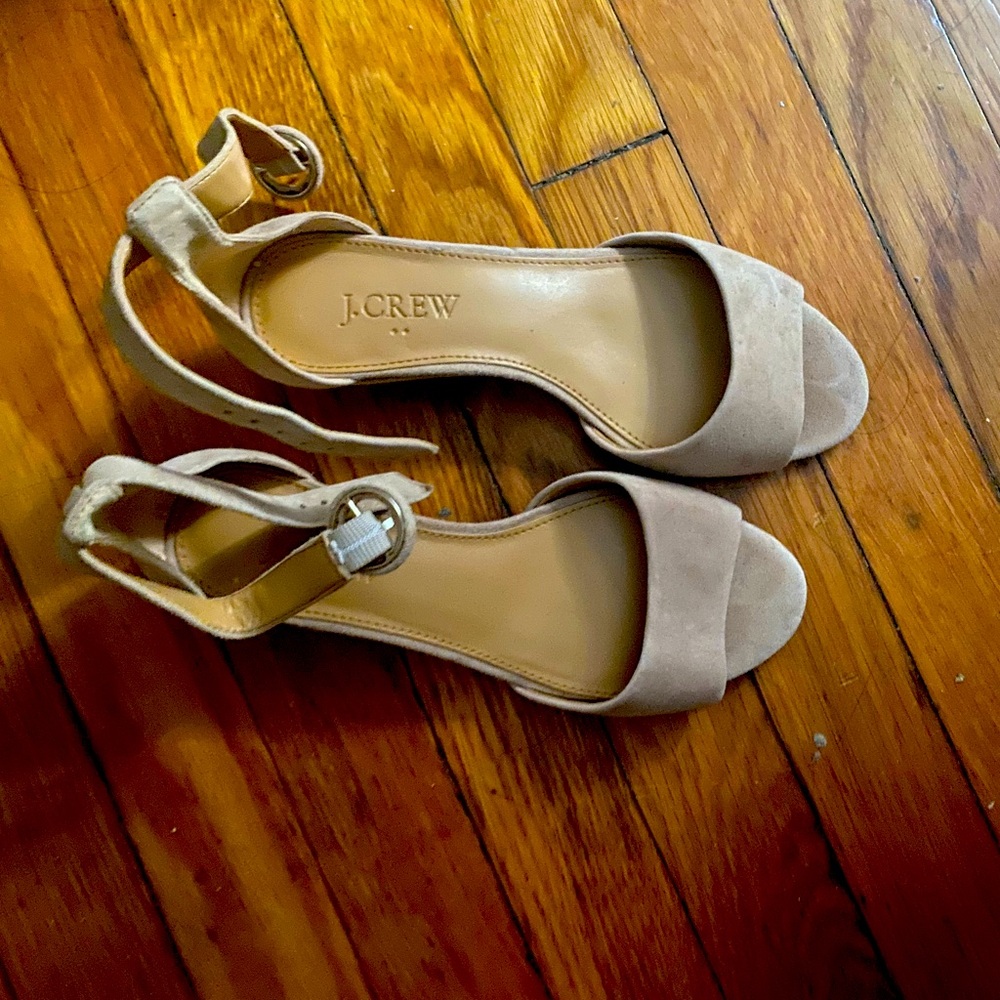 J.Crew Factory ankle-strap wedge sandals beige size 5.5